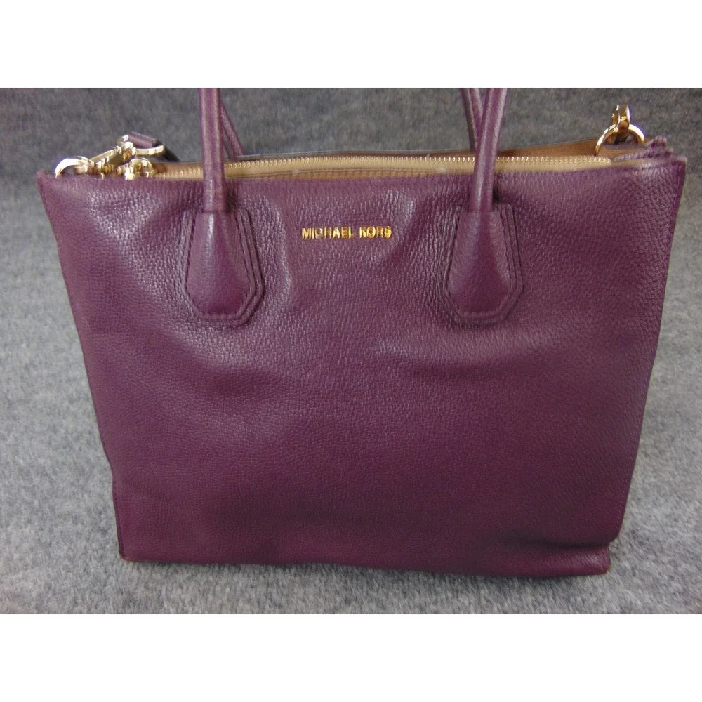 Michael‎ Kors Mercer Purple Pebbled Leather Large Tote Handbag Satchel FLAW